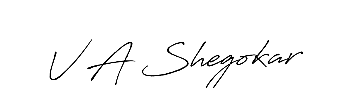 Make a beautiful signature design for name V A Shegokar. With this signature (Antro_Vectra_Bolder) style, you can create a handwritten signature for free. V A Shegokar signature style 7 images and pictures png