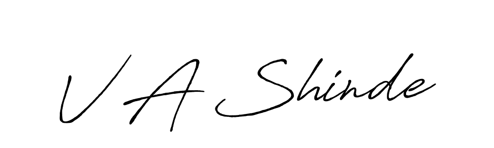 Also we have V A Shinde name is the best signature style. Create professional handwritten signature collection using Antro_Vectra_Bolder autograph style. V A Shinde signature style 7 images and pictures png