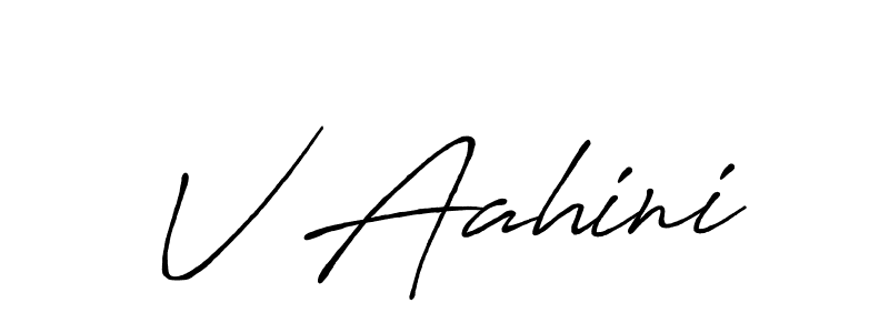 How to make V Aahini name signature. Use Antro_Vectra_Bolder style for creating short signs online. This is the latest handwritten sign. V Aahini signature style 7 images and pictures png
