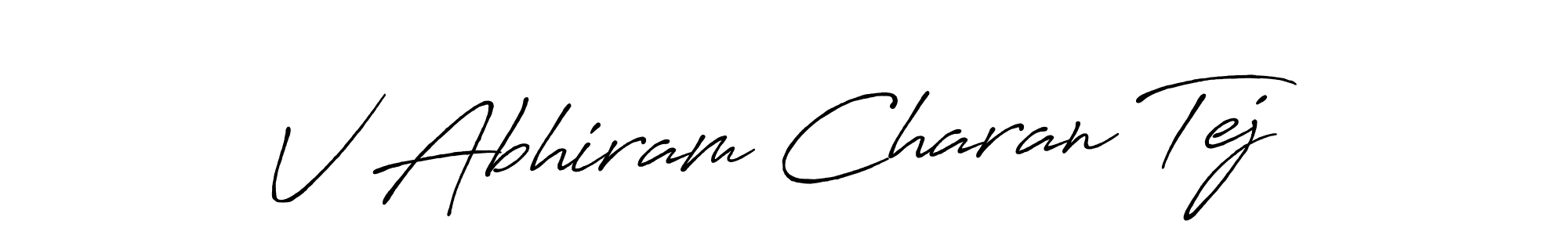 How to make V Abhiram Charan Tej name signature. Use Antro_Vectra_Bolder style for creating short signs online. This is the latest handwritten sign. V Abhiram Charan Tej signature style 7 images and pictures png