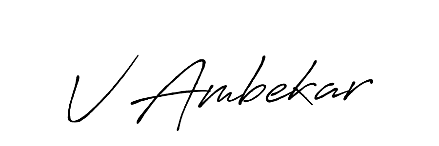 Use a signature maker to create a handwritten signature online. With this signature software, you can design (Antro_Vectra_Bolder) your own signature for name V Ambekar. V Ambekar signature style 7 images and pictures png