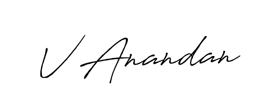 Make a beautiful signature design for name V Anandan. With this signature (Antro_Vectra_Bolder) style, you can create a handwritten signature for free. V Anandan signature style 7 images and pictures png