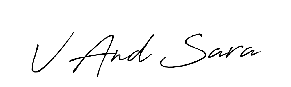 Similarly Antro_Vectra_Bolder is the best handwritten signature design. Signature creator online .You can use it as an online autograph creator for name V And Sara. V And Sara signature style 7 images and pictures png