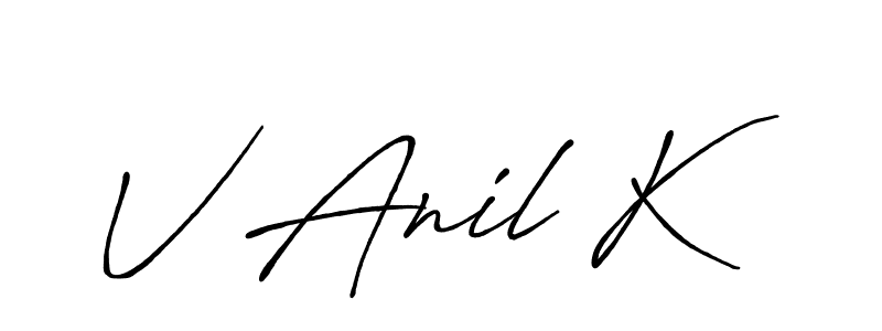 Also we have V Anil K name is the best signature style. Create professional handwritten signature collection using Antro_Vectra_Bolder autograph style. V Anil K signature style 7 images and pictures png