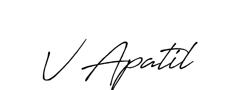 Create a beautiful signature design for name V Apatil. With this signature (Antro_Vectra_Bolder) fonts, you can make a handwritten signature for free. V Apatil signature style 7 images and pictures png