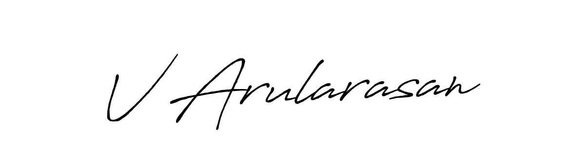 Make a beautiful signature design for name V Arularasan. With this signature (Antro_Vectra_Bolder) style, you can create a handwritten signature for free. V Arularasan signature style 7 images and pictures png