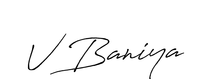 V Baniya stylish signature style. Best Handwritten Sign (Antro_Vectra_Bolder) for my name. Handwritten Signature Collection Ideas for my name V Baniya. V Baniya signature style 7 images and pictures png