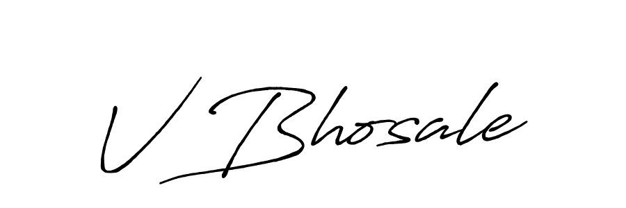 Use a signature maker to create a handwritten signature online. With this signature software, you can design (Antro_Vectra_Bolder) your own signature for name V Bhosale. V Bhosale signature style 7 images and pictures png