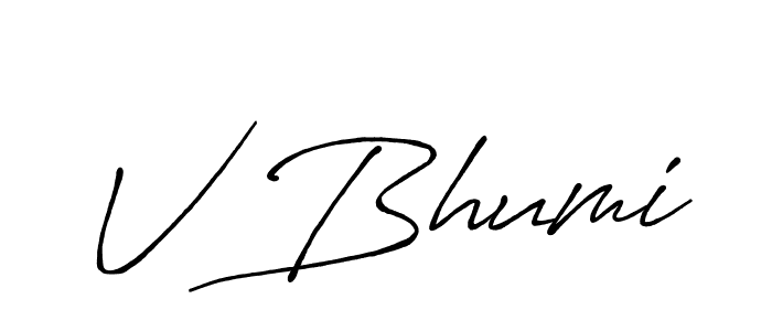 Also we have V Bhumi name is the best signature style. Create professional handwritten signature collection using Antro_Vectra_Bolder autograph style. V Bhumi signature style 7 images and pictures png