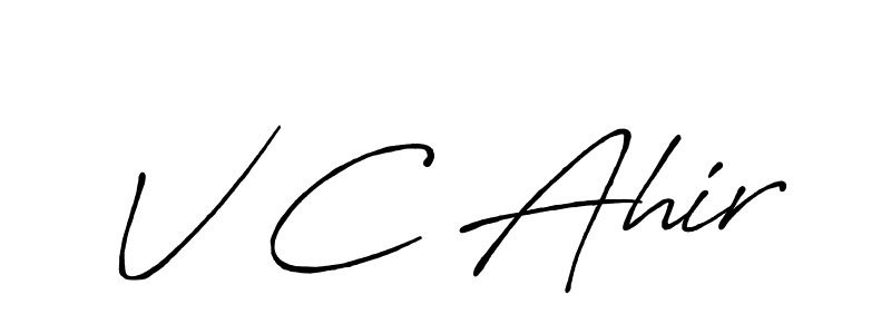 How to make V C Ahir name signature. Use Antro_Vectra_Bolder style for creating short signs online. This is the latest handwritten sign. V C Ahir signature style 7 images and pictures png