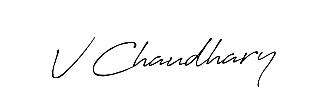 Create a beautiful signature design for name V Chaudhary. With this signature (Antro_Vectra_Bolder) fonts, you can make a handwritten signature for free. V Chaudhary signature style 7 images and pictures png