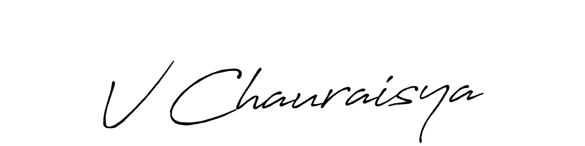 How to make V Chauraisya signature? Antro_Vectra_Bolder is a professional autograph style. Create handwritten signature for V Chauraisya name. V Chauraisya signature style 7 images and pictures png