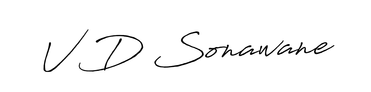 The best way (Antro_Vectra_Bolder) to make a short signature is to pick only two or three words in your name. The name V D Sonawane include a total of six letters. For converting this name. V D Sonawane signature style 7 images and pictures png