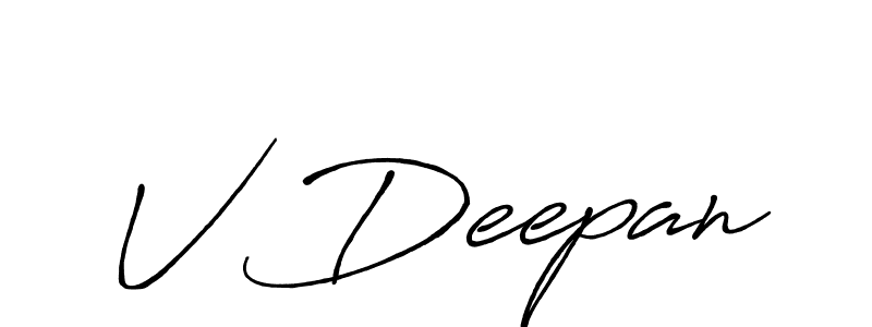 Use a signature maker to create a handwritten signature online. With this signature software, you can design (Antro_Vectra_Bolder) your own signature for name V Deepan. V Deepan signature style 7 images and pictures png