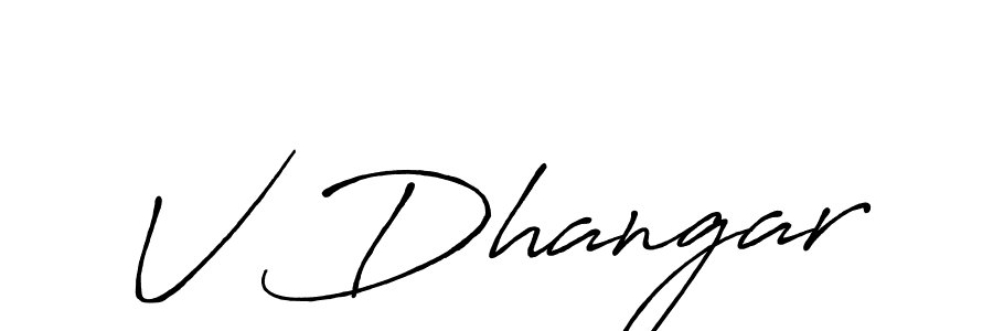 Use a signature maker to create a handwritten signature online. With this signature software, you can design (Antro_Vectra_Bolder) your own signature for name V Dhangar. V Dhangar signature style 7 images and pictures png