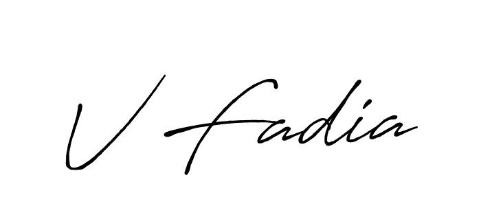Design your own signature with our free online signature maker. With this signature software, you can create a handwritten (Antro_Vectra_Bolder) signature for name V Fadia. V Fadia signature style 7 images and pictures png