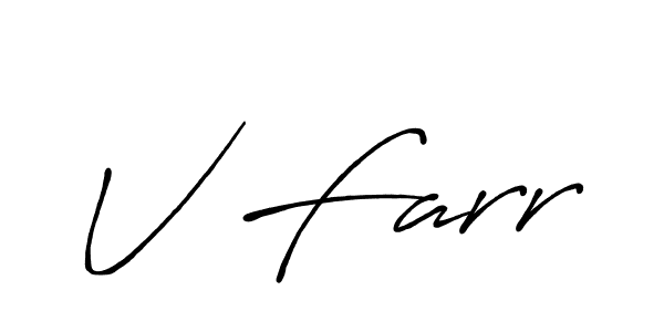 V Farr stylish signature style. Best Handwritten Sign (Antro_Vectra_Bolder) for my name. Handwritten Signature Collection Ideas for my name V Farr. V Farr signature style 7 images and pictures png