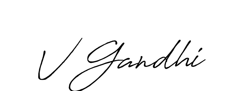 Make a beautiful signature design for name V Gandhi. With this signature (Antro_Vectra_Bolder) style, you can create a handwritten signature for free. V Gandhi signature style 7 images and pictures png