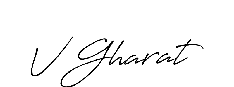 How to make V Gharat signature? Antro_Vectra_Bolder is a professional autograph style. Create handwritten signature for V Gharat name. V Gharat signature style 7 images and pictures png