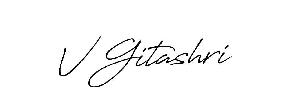 The best way (Antro_Vectra_Bolder) to make a short signature is to pick only two or three words in your name. The name V Gitashri include a total of six letters. For converting this name. V Gitashri signature style 7 images and pictures png