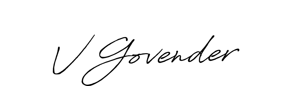The best way (Antro_Vectra_Bolder) to make a short signature is to pick only two or three words in your name. The name V Govender include a total of six letters. For converting this name. V Govender signature style 7 images and pictures png