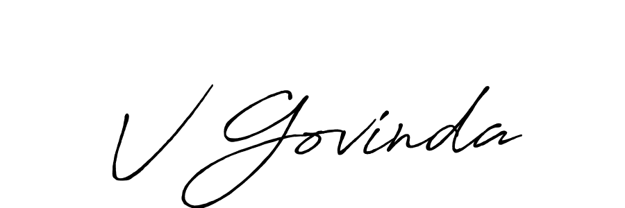 Create a beautiful signature design for name V Govinda. With this signature (Antro_Vectra_Bolder) fonts, you can make a handwritten signature for free. V Govinda signature style 7 images and pictures png