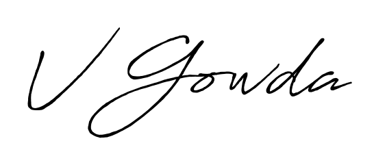 Upgrade your professional image with V Gowda signature created with Antro_Vectra_Bolder font. Fast, free, and watermark-free download. V Gowda signature style 7 images and pictures png