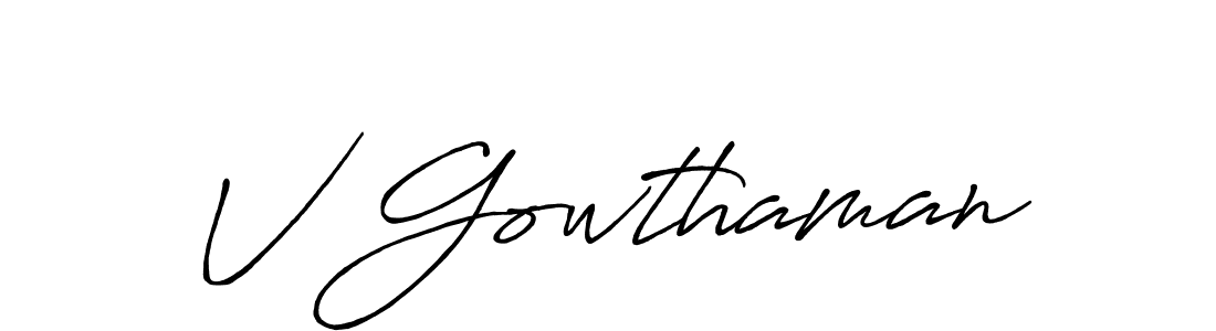 Design your own signature with our free online signature maker. With this signature software, you can create a handwritten (Antro_Vectra_Bolder) signature for name V Gowthaman. V Gowthaman signature style 7 images and pictures png