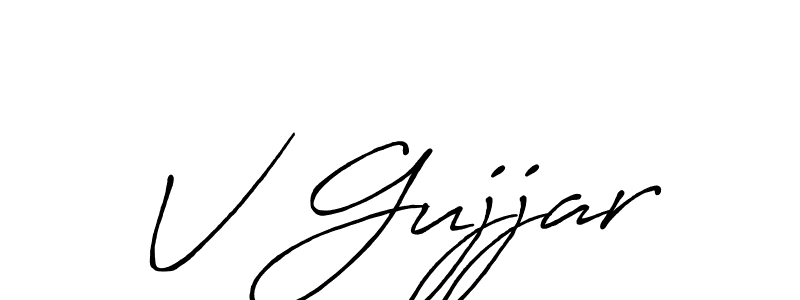 Design your own signature with our free online signature maker. With this signature software, you can create a handwritten (Antro_Vectra_Bolder) signature for name V Gujjar. V Gujjar signature style 7 images and pictures png