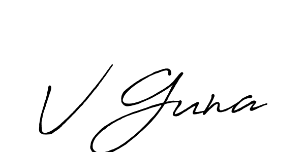 Create a beautiful signature design for name V Guna. With this signature (Antro_Vectra_Bolder) fonts, you can make a handwritten signature for free. V Guna signature style 7 images and pictures png