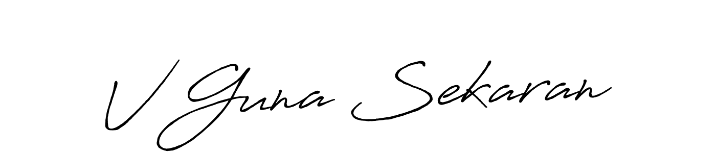 How to make V Guna Sekaran name signature. Use Antro_Vectra_Bolder style for creating short signs online. This is the latest handwritten sign. V Guna Sekaran signature style 7 images and pictures png