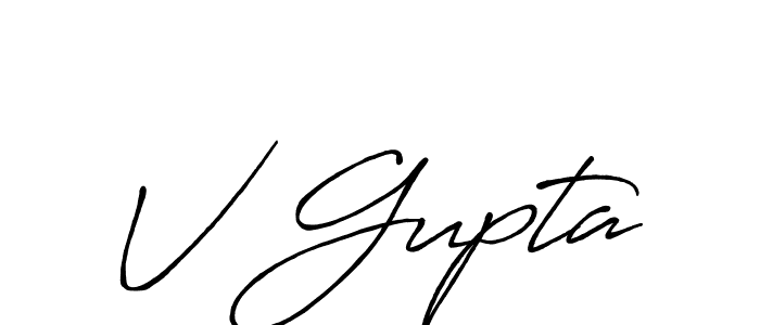 How to make V Gupta name signature. Use Antro_Vectra_Bolder style for creating short signs online. This is the latest handwritten sign. V Gupta signature style 7 images and pictures png