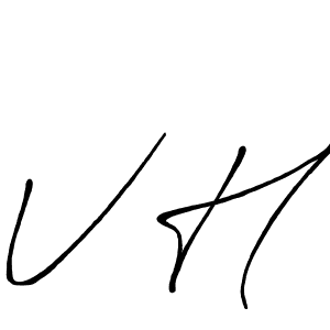 Design your own signature with our free online signature maker. With this signature software, you can create a handwritten (Antro_Vectra_Bolder) signature for name V H. V H signature style 7 images and pictures png