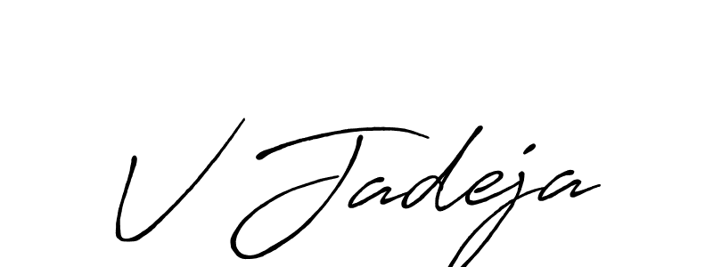 Make a beautiful signature design for name V Jadeja. With this signature (Antro_Vectra_Bolder) style, you can create a handwritten signature for free. V Jadeja signature style 7 images and pictures png