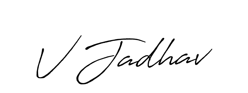 How to make V Jadhav signature? Antro_Vectra_Bolder is a professional autograph style. Create handwritten signature for V Jadhav name. V Jadhav signature style 7 images and pictures png