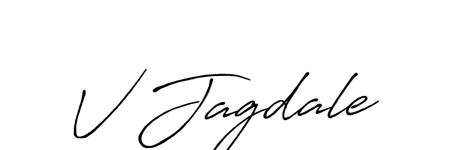 if you are searching for the best signature style for your name V Jagdale. so please give up your signature search. here we have designed multiple signature styles  using Antro_Vectra_Bolder. V Jagdale signature style 7 images and pictures png