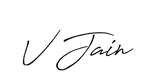 Make a beautiful signature design for name V Jain. With this signature (Antro_Vectra_Bolder) style, you can create a handwritten signature for free. V Jain signature style 7 images and pictures png
