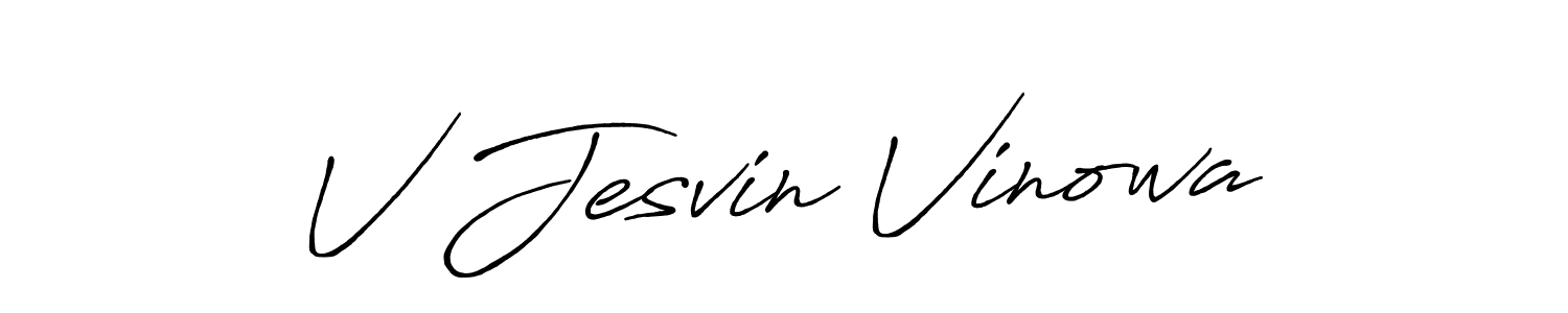 Antro_Vectra_Bolder is a professional signature style that is perfect for those who want to add a touch of class to their signature. It is also a great choice for those who want to make their signature more unique. Get V Jesvin Vinowa name to fancy signature for free. V Jesvin Vinowa signature style 7 images and pictures png