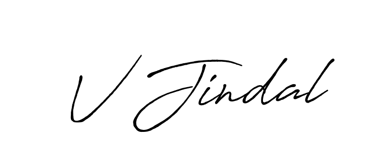 How to make V Jindal name signature. Use Antro_Vectra_Bolder style for creating short signs online. This is the latest handwritten sign. V Jindal signature style 7 images and pictures png