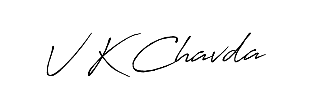 Use a signature maker to create a handwritten signature online. With this signature software, you can design (Antro_Vectra_Bolder) your own signature for name V K Chavda. V K Chavda signature style 7 images and pictures png