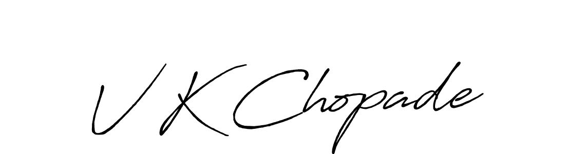 if you are searching for the best signature style for your name V K Chopade. so please give up your signature search. here we have designed multiple signature styles  using Antro_Vectra_Bolder. V K Chopade signature style 7 images and pictures png