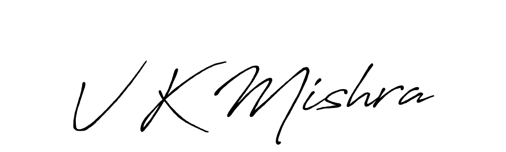 Create a beautiful signature design for name V K Mishra. With this signature (Antro_Vectra_Bolder) fonts, you can make a handwritten signature for free. V K Mishra signature style 7 images and pictures png