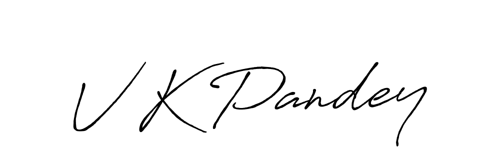 Create a beautiful signature design for name V K Pandey. With this signature (Antro_Vectra_Bolder) fonts, you can make a handwritten signature for free. V K Pandey signature style 7 images and pictures png