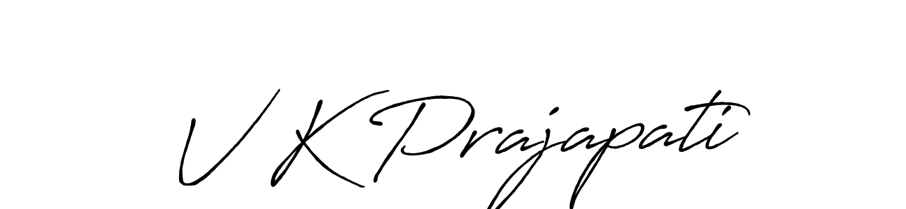 How to make V K Prajapati name signature. Use Antro_Vectra_Bolder style for creating short signs online. This is the latest handwritten sign. V K Prajapati signature style 7 images and pictures png