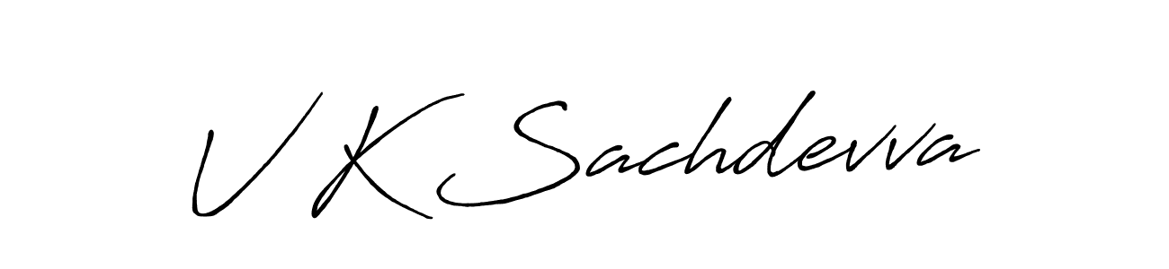 Create a beautiful signature design for name V K Sachdevva. With this signature (Antro_Vectra_Bolder) fonts, you can make a handwritten signature for free. V K Sachdevva signature style 7 images and pictures png