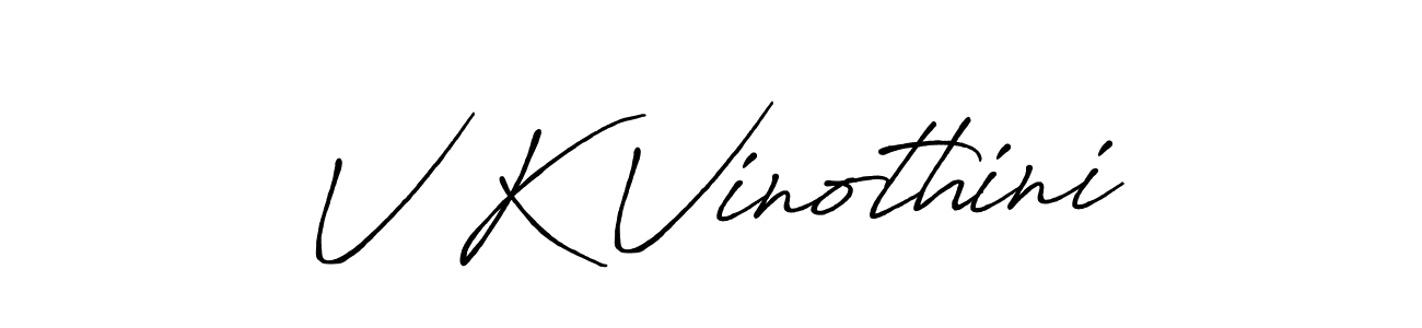 The best way (Antro_Vectra_Bolder) to make a short signature is to pick only two or three words in your name. The name V K Vinothini include a total of six letters. For converting this name. V K Vinothini signature style 7 images and pictures png