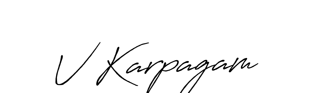 Make a beautiful signature design for name V Karpagam. With this signature (Antro_Vectra_Bolder) style, you can create a handwritten signature for free. V Karpagam signature style 7 images and pictures png