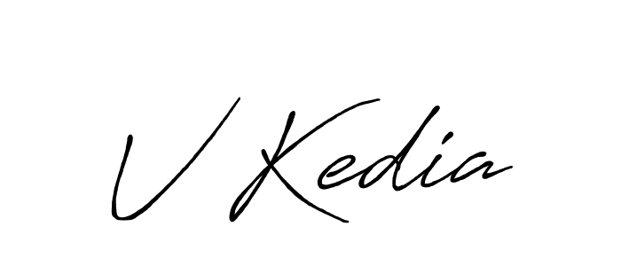 The best way (Antro_Vectra_Bolder) to make a short signature is to pick only two or three words in your name. The name V Kedia include a total of six letters. For converting this name. V Kedia signature style 7 images and pictures png