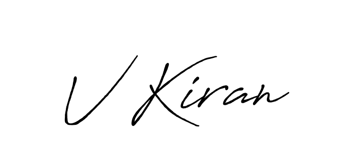 The best way (Antro_Vectra_Bolder) to make a short signature is to pick only two or three words in your name. The name V Kiran include a total of six letters. For converting this name. V Kiran signature style 7 images and pictures png