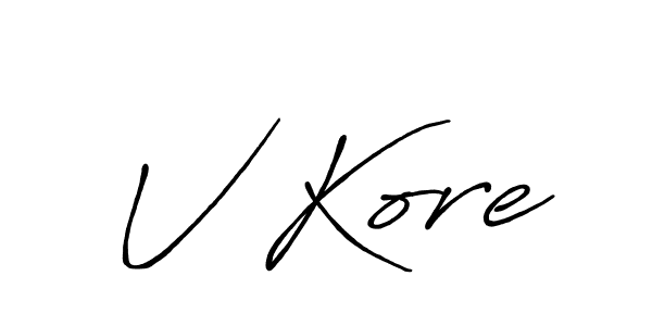 Use a signature maker to create a handwritten signature online. With this signature software, you can design (Antro_Vectra_Bolder) your own signature for name V Kore. V Kore signature style 7 images and pictures png